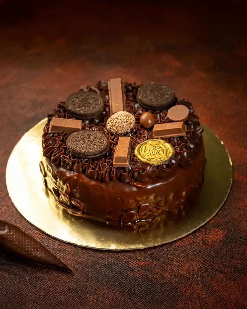 Semi frosted chocolate cake